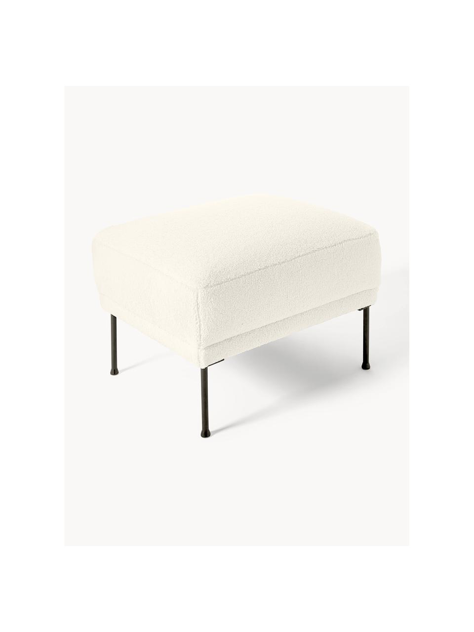 Pouf en tissu peluche Fluente, Peluche blanc cassé, larg. 62 x prof. 50 cm