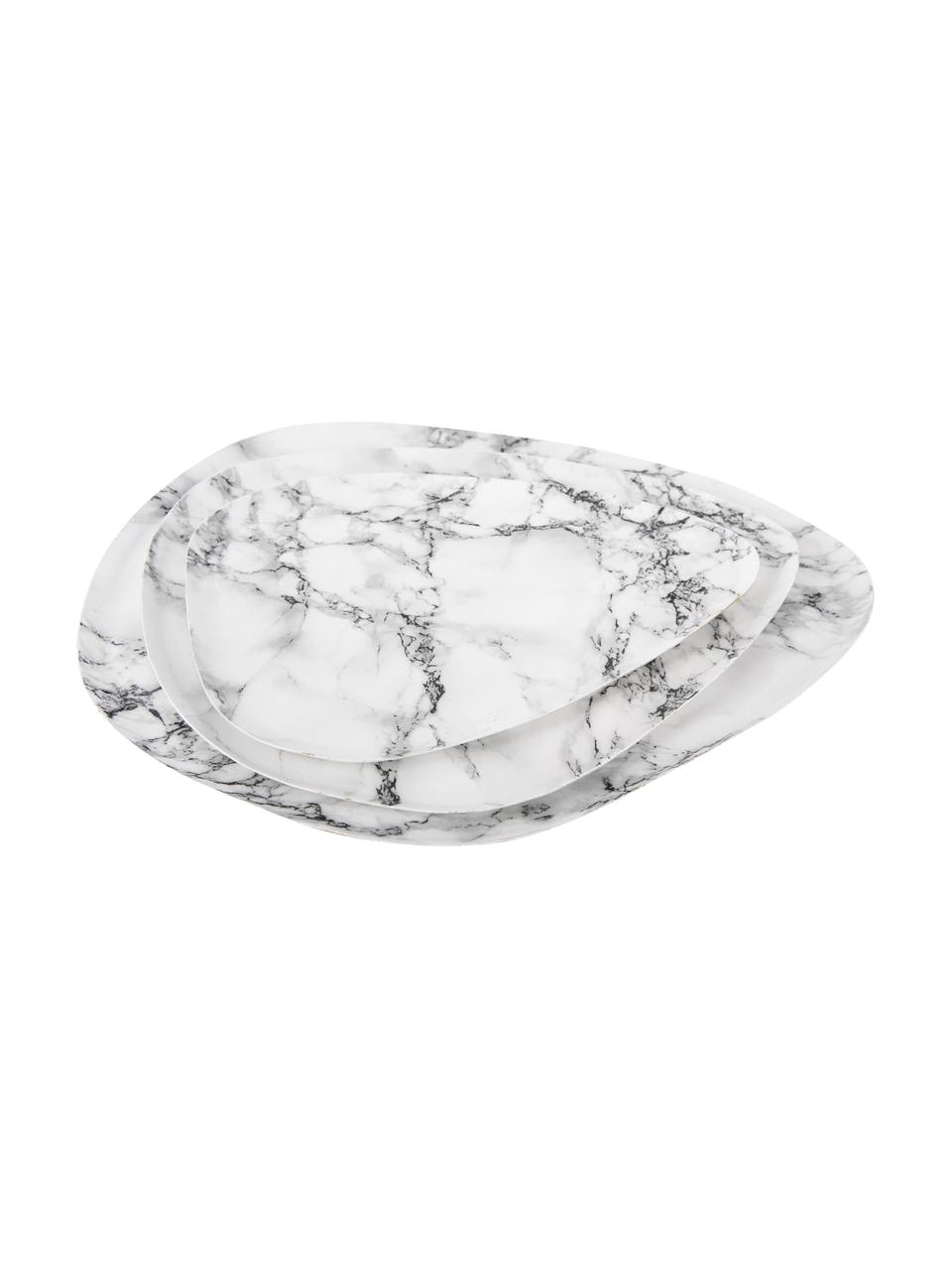 Vassoio decorativo effetto marmo Look , lung. 25 x larg. 19 cm, Metallo rivestito, Bianco marmorizzato, Lung. 25 x Larg. 19 cm