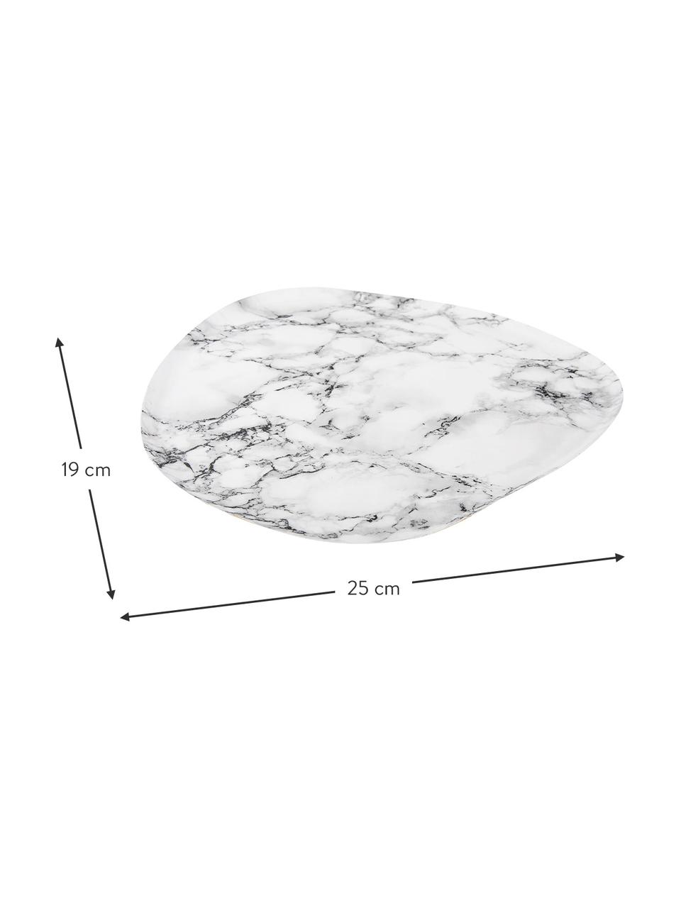 Vassoio decorativo effetto marmo Look , lung. 25 x larg. 19 cm, Metallo rivestito, Bianco marmorizzato, Lung. 25 x Larg. 19 cm