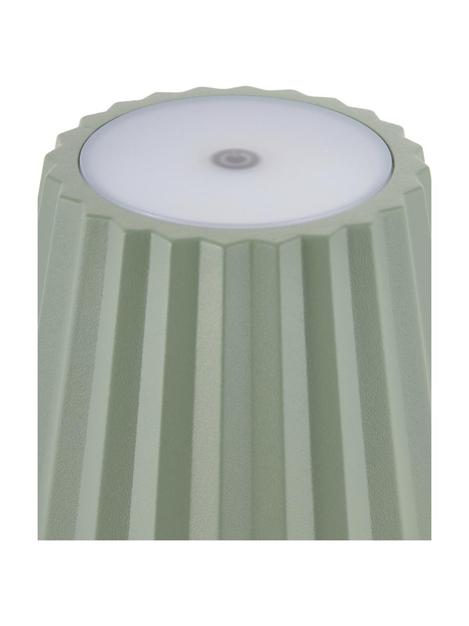 Mobile dimmbare LED-Außentischlampe Trellia, Lampenschirm: Aluminium, lackiert, Lampenfuß: Aluminium, lackiert, Salbeigrün, Ø 12 x H 38 cm