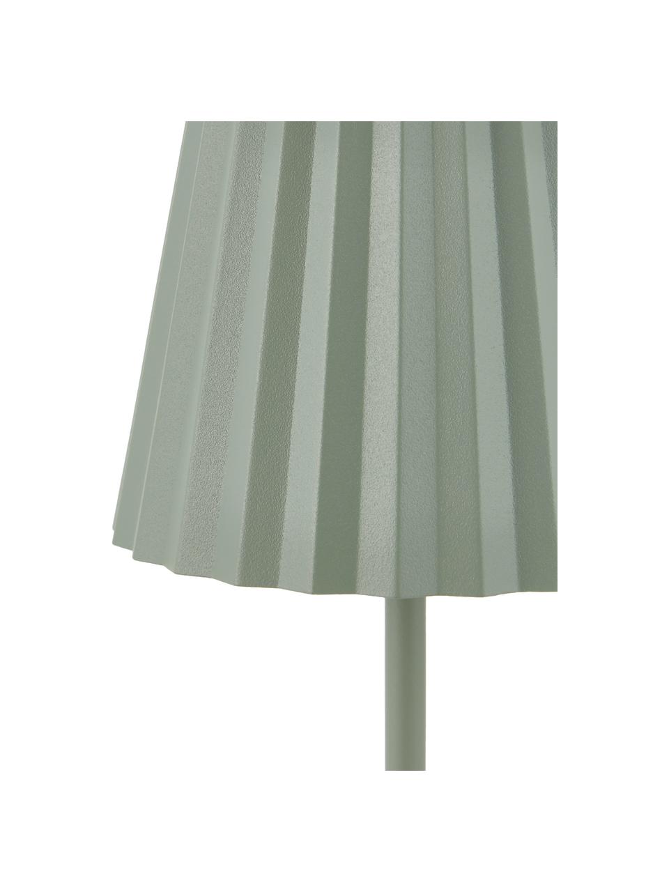 Mobile dimmbare LED-Außentischlampe Trellia, Lampenschirm: Aluminium, lackiert, Lampenfuß: Aluminium, lackiert, Salbeigrün, Ø 12 x H 38 cm