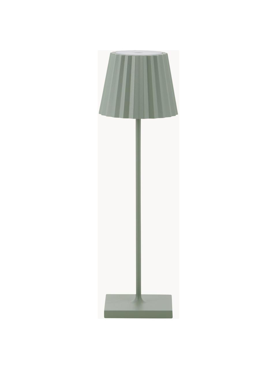 Mobile dimmbare LED-Außentischlampe Trellia, Lampenschirm: Aluminium, lackiert, Lampenfuß: Aluminium, lackiert, Salbeigrün, Ø 12 x H 38 cm