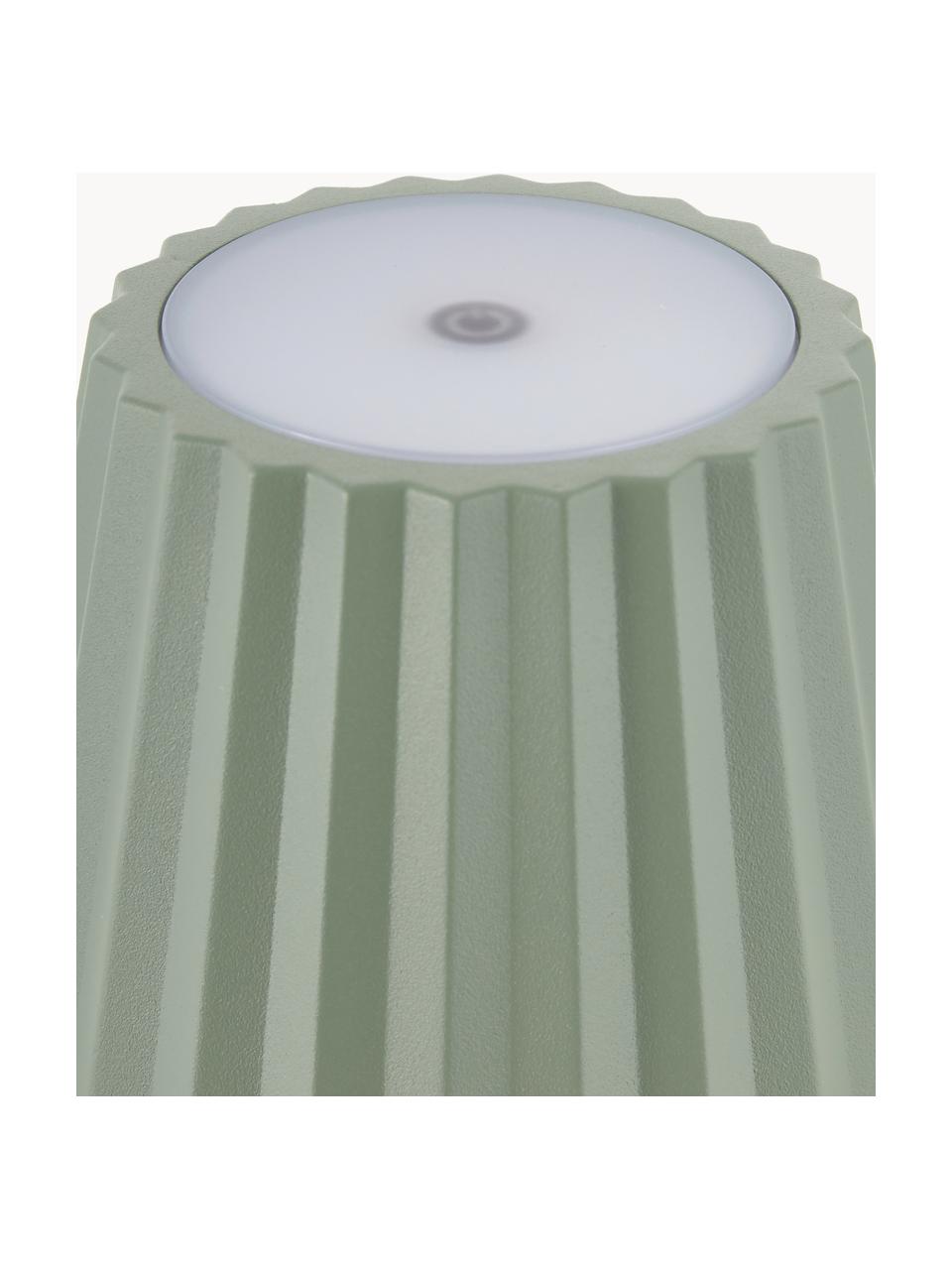 Lámpara de mesa LED regulable para exterior Trellia, portátil, Pantalla: aluminio pintado, Verde salvia, Ø 12 x Al 38 cm