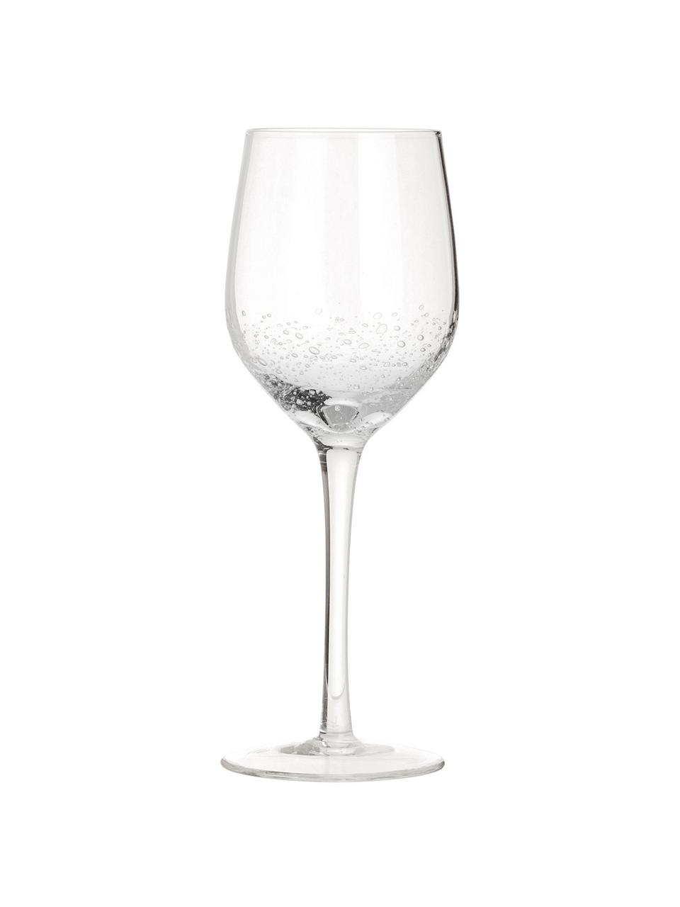 Ručně foukaná sklenice na bílé víno se vzduchovými bublinami Bubble, 4 ks, Foukané sklo, Transparentní se vzduchovými bublinami, Ø 8 cm, V 21 cm, 250 ml