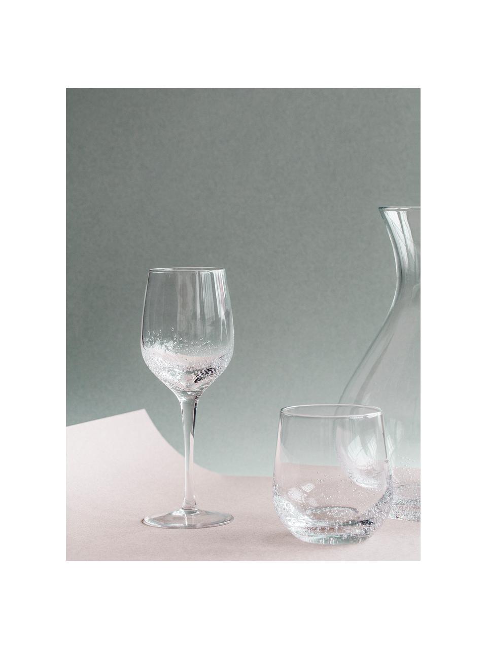 Mondgeblazen witte wijnglazen  Bubble, 4 stuks, Mondgeblazen glas, Transparant met luchtholten, Ø 8 x H 21 cm, 250 ml