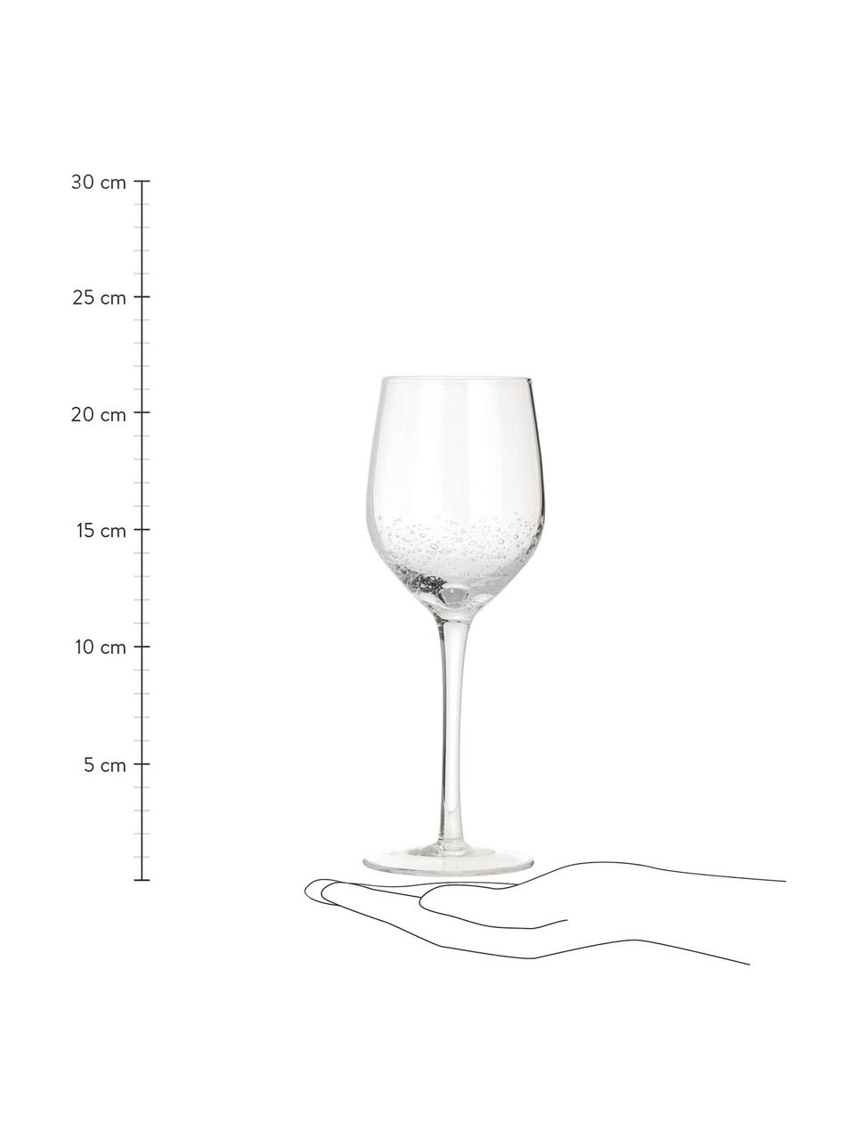 Copas de vino blanco de vidrio soplado artesanalmente con burbujas Bubble, 4 uds., Vidrio soplado artesanalmente, Transparente con burbujas de aire, Ø 8 x Al 21 cm, 250 ml