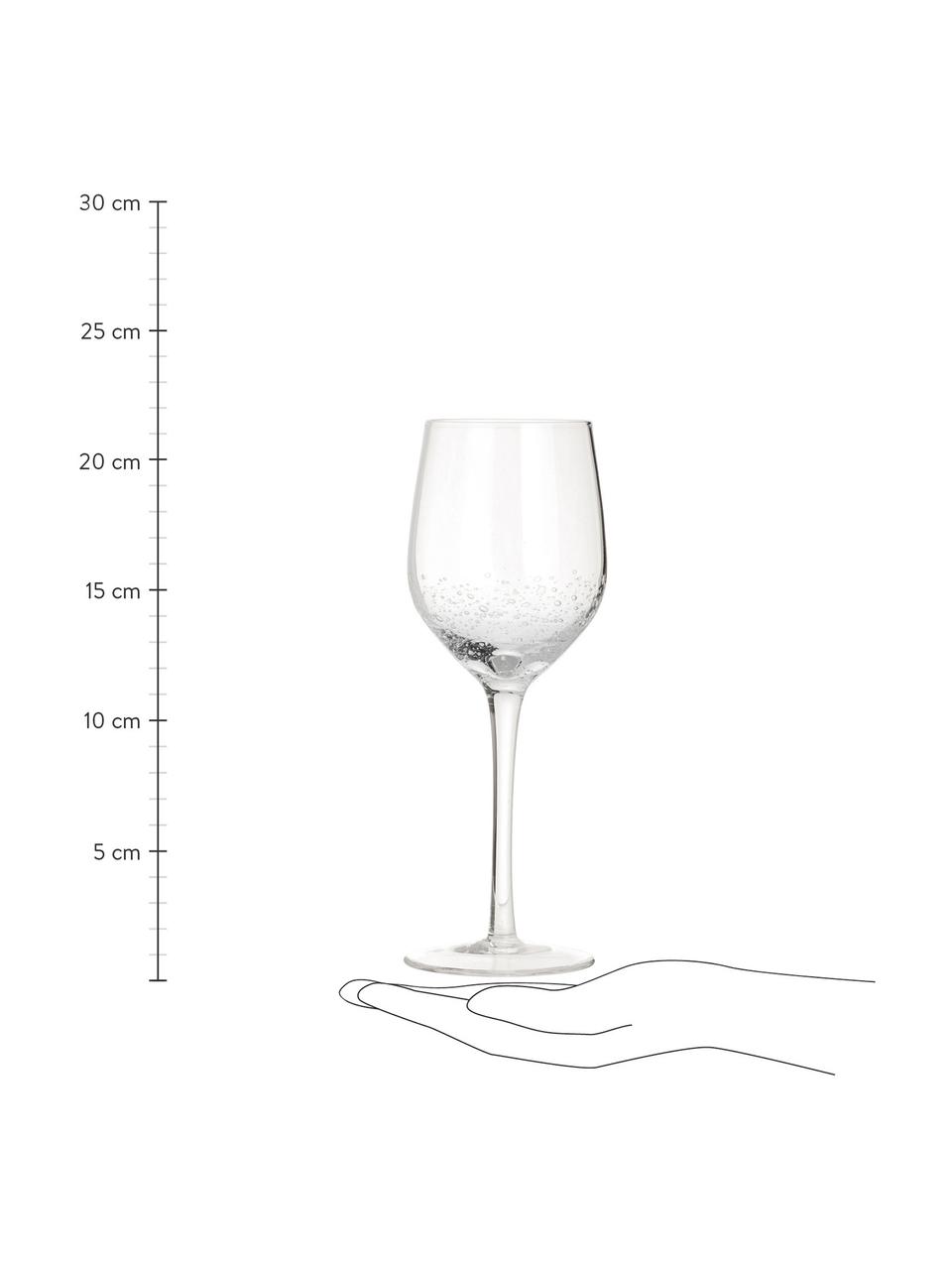 Kieliszek do wina białego ze szkła dmuchanego Bubble, 4 szt., Szkło dmuchane, Transparentny z bąbelkami powietrza, Ø 8 x W 21 cm, 250 ml