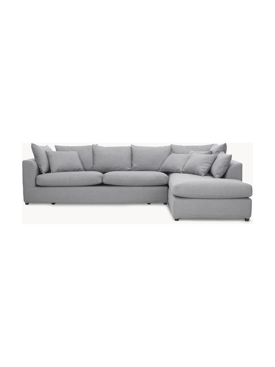 Sofa narożna Zach, Tapicerka: polipropylen Dzięki tkani, Nogi: tworzywo sztuczne, Szara tkanina, S 300 x G 213 cm, lewostronna