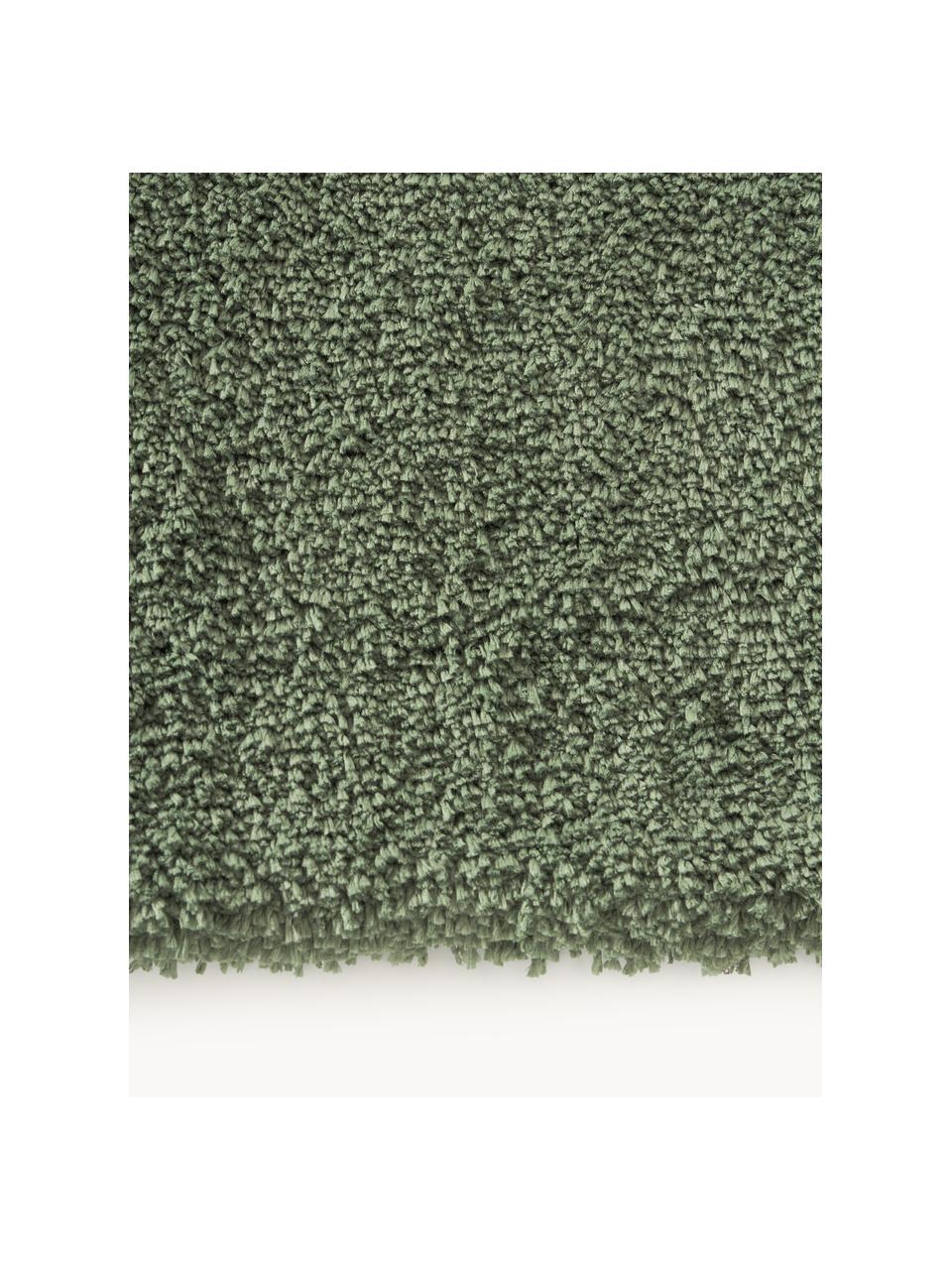 Flauschiger Hochflor-Läufer Leighton, Flor: Mikrofaser (100 % Polyest, Dunkelgrün, B 80 x L 200 cm
