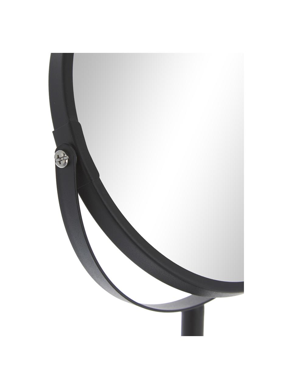 Specchio per trucco rotondo con ingrandimento e base in metallo Classic, Cornice: metallo rivestito, Superficie dello specchio: lastra di vetro, Nero, Ø 20 x Alt. 35 cm