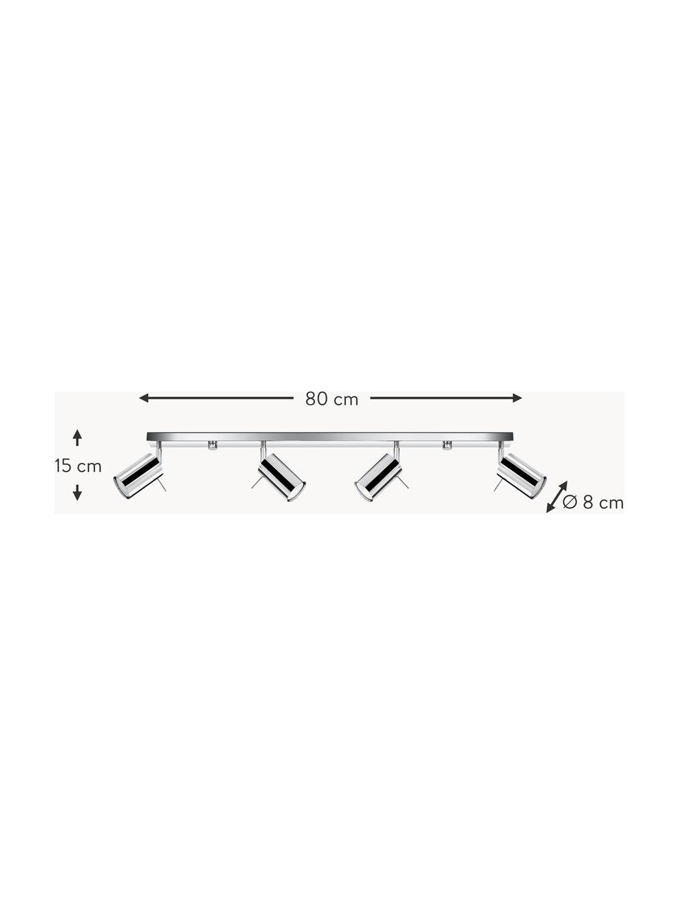 Faretti da soffitto in cromo Etna, Paralume: acciaio cromato, Struttura: acciaio cromato, Baldacchino: acciaio cromato, Cromo, Larg. 80 x Alt. 15 cm