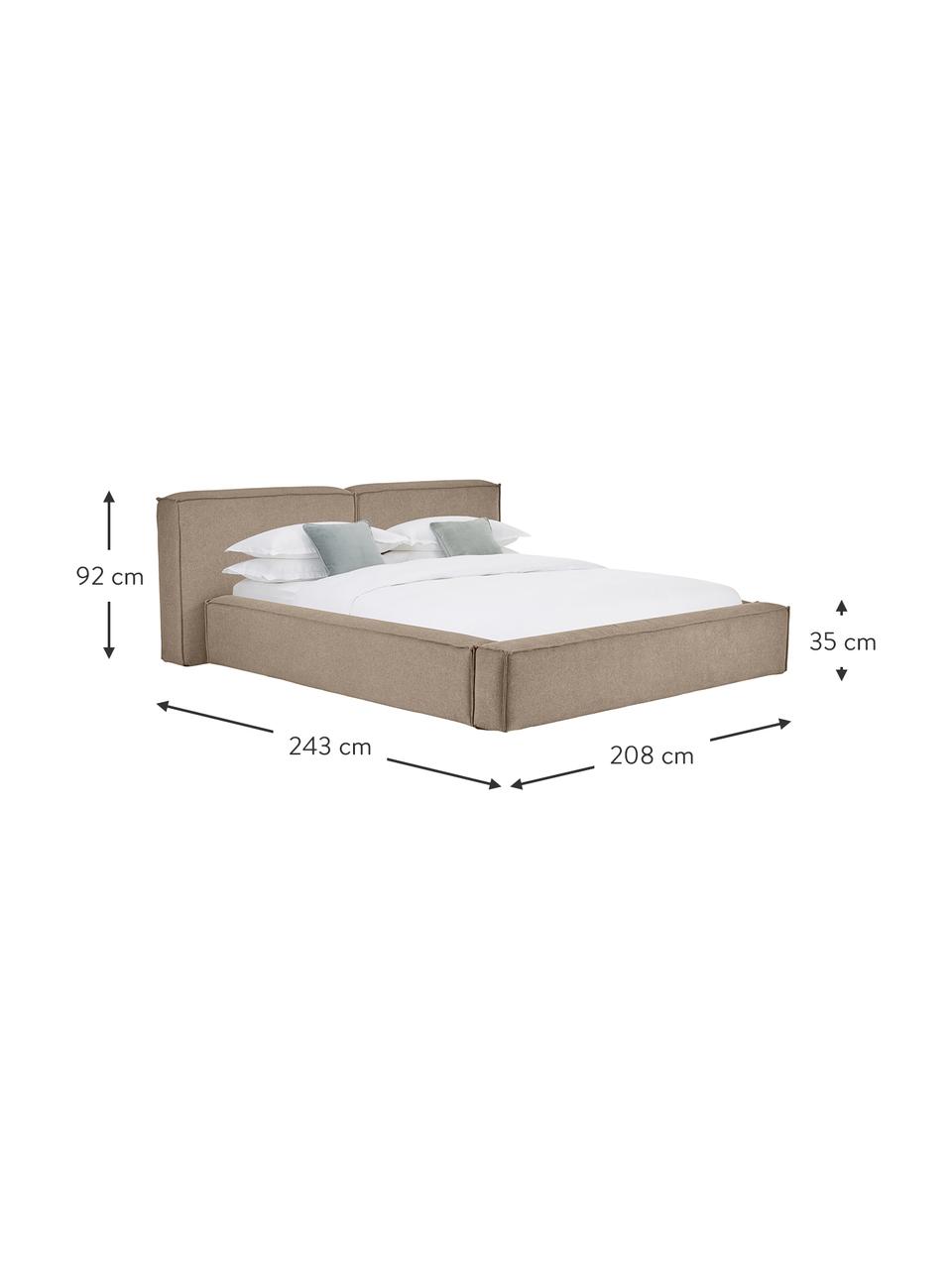 Polsterbett Lennon, Bezug: 100% Polyester Der hochwe, Gestell: Massives Kiefernholz, FSC, Webstoff Taupe, B 140 x L 200 cm