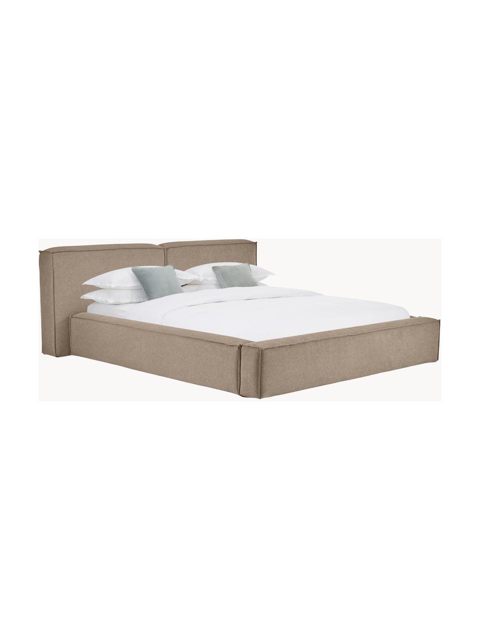 Polsterbett Lennon, Bezug: 100% Polyester Der hochwe, Gestell: Massives Kiefernholz, FSC, Webstoff Taupe, B 140 x L 200 cm