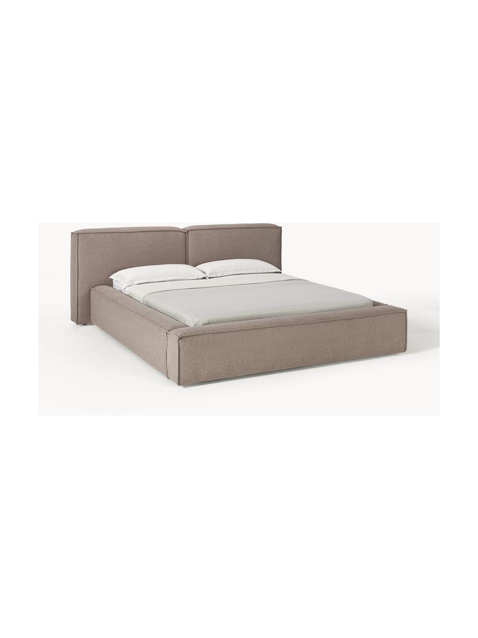 Cama tapizada Lennon, Tapizado: 100% poliéster Alta resis, Estructura: madera de pino maciza, ma, Patas: madera, plástico Este pro, Tejido taupe, An 208 x L 243 cm (colchón 140 x 200 cm)