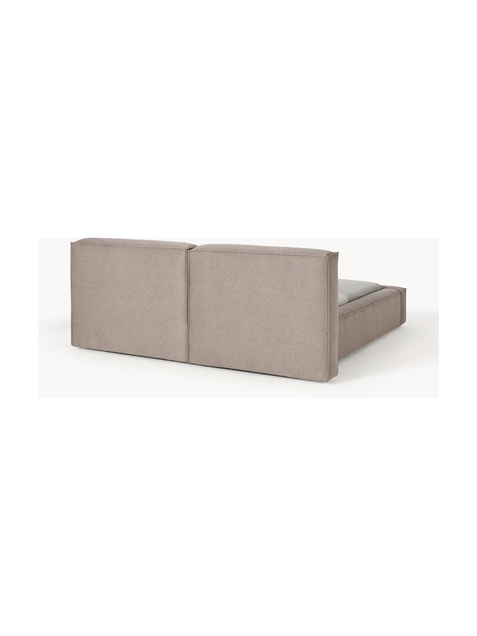 Letto imbottito Lennon, Rivestimento: 100% poliestere Il rivest, Struttura: legno di pino massiccio, , Piedini: legno, plastica Questo pr, Tessuto taupe, Larg. 208 x Lung. 243 cm (superfice 140 x 200 cm)