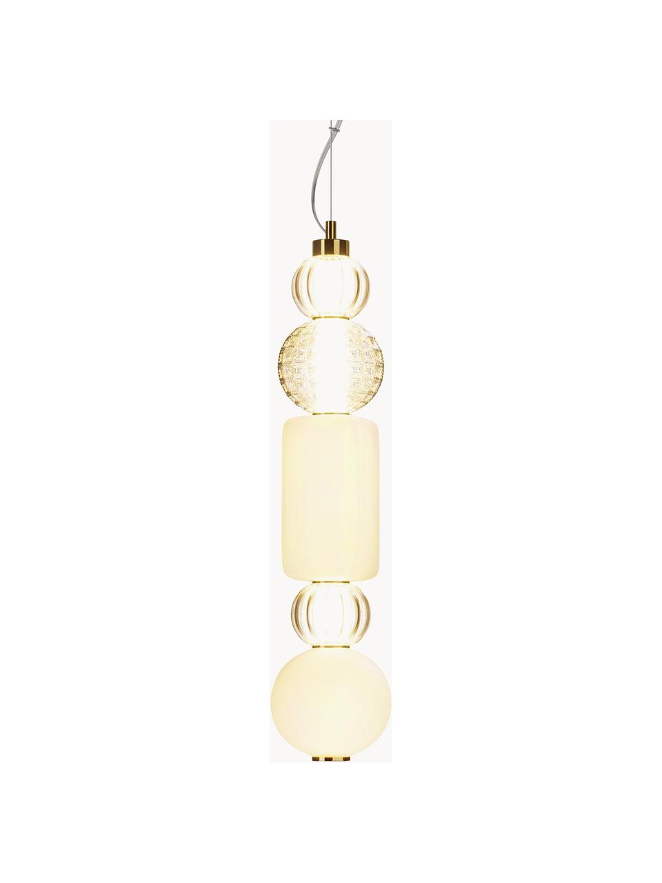 Ručně foukané malá závěsné LED svítidlo Collar, Zlatá, Ø 15 cm, V 80 cm