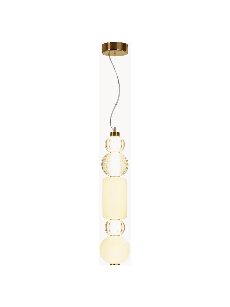 Ručne fúkané malé závesné LED svietidlo Collar, Odtiene zlatej, Š 15 x V 80 cm