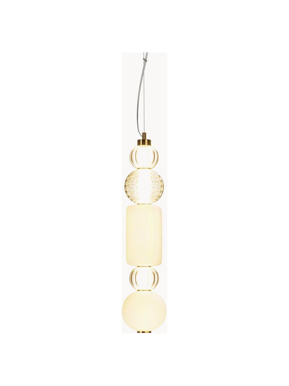 Ručně foukané malá závěsné LED svítidlo Collar, Zlatá, Ø 15 cm, V 80 cm