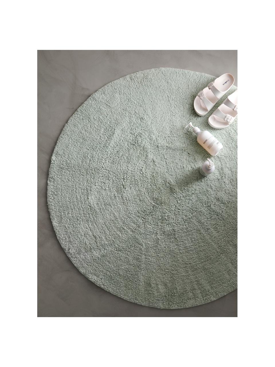 Alfombrilla de baño de algodón Ingela, 100% algodón, Verde menta, Ø 120 cm