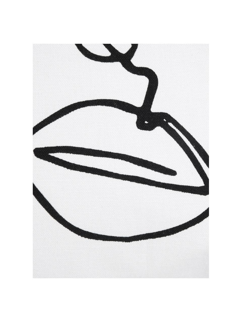 Federa arredo Aria con disegno astratto One Line, Bianco, nero, Larg. 40 x Lung. 40 cm