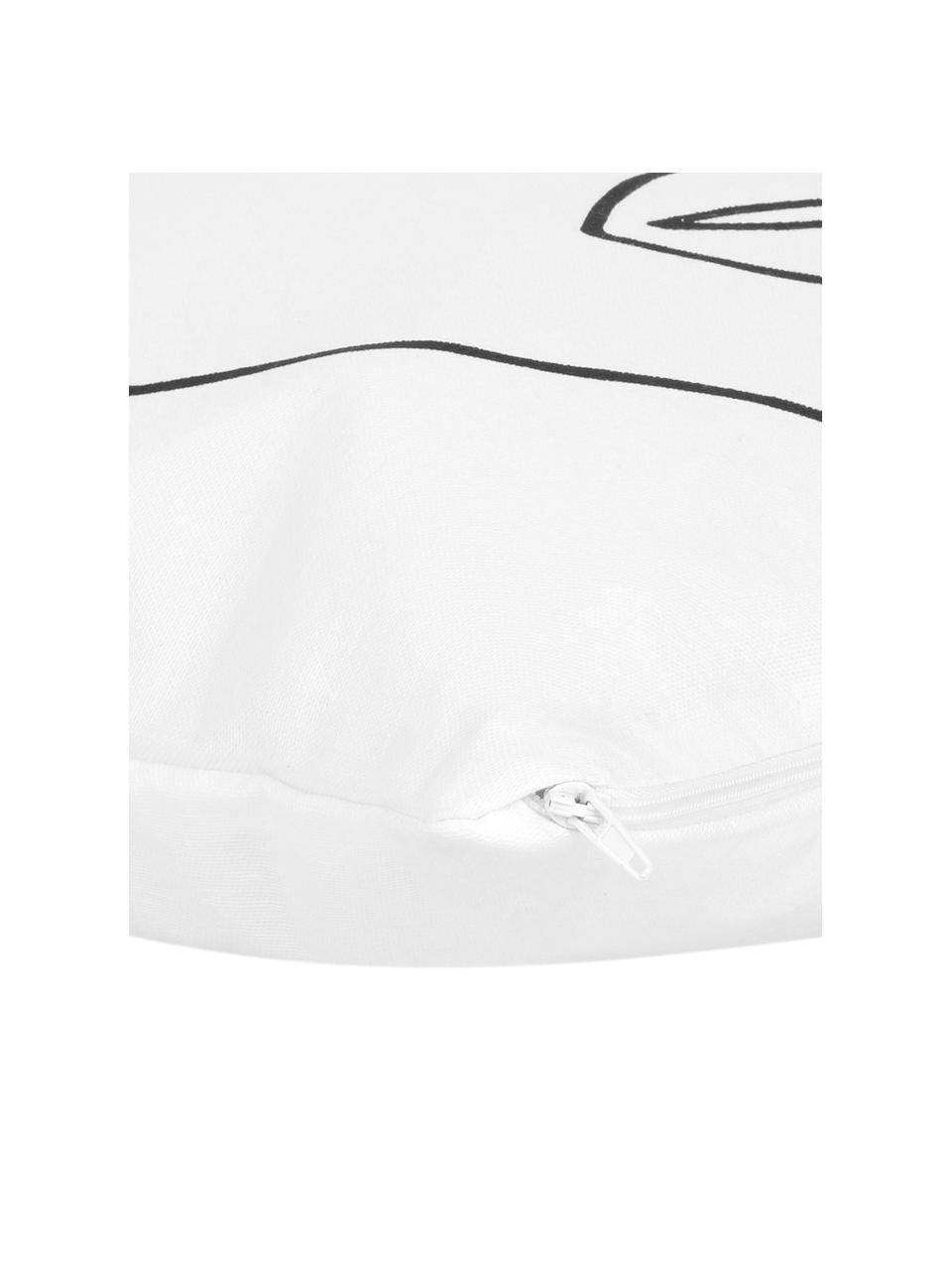 Federa arredo Aria con disegno astratto One Line, Bianco, nero, Larg. 40 x Lung. 40 cm