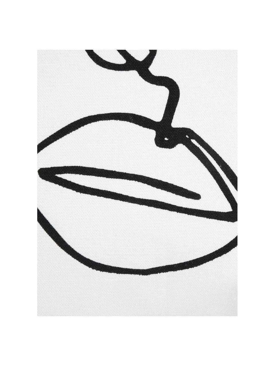 Copricuscino Ariana con disegno astratto One Line, Bianco, nero, Larg. 40 x Lung. 40 cm