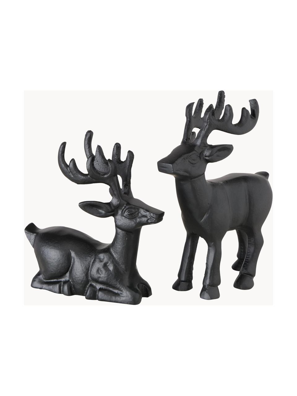 Cerfs décoratifs faits main Tuxel, 2 élém., Aluminium, laqué, Noir, Lot de différentes tailles