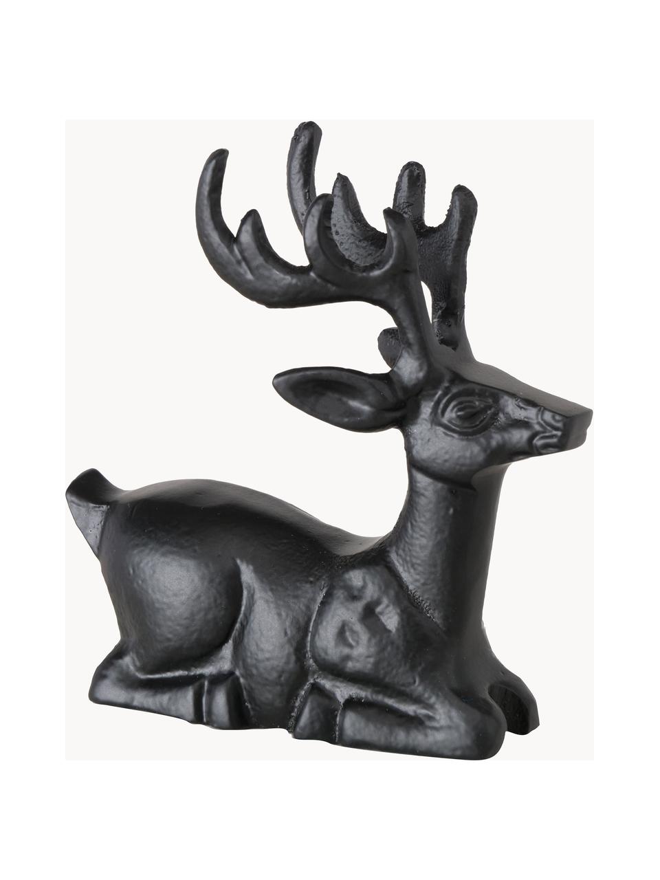 Figuras decorativas ciervos artesanales Tuxel, 2 uds., Aluminio pintado, Negro, Set de diferentes tamaños