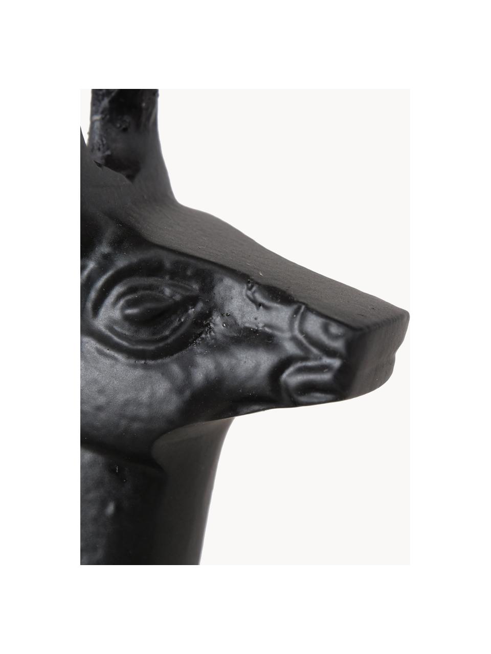 Figuras decorativas ciervos artesanales Tuxel, 2 uds., Aluminio pintado, Negro, Set de diferentes tamaños