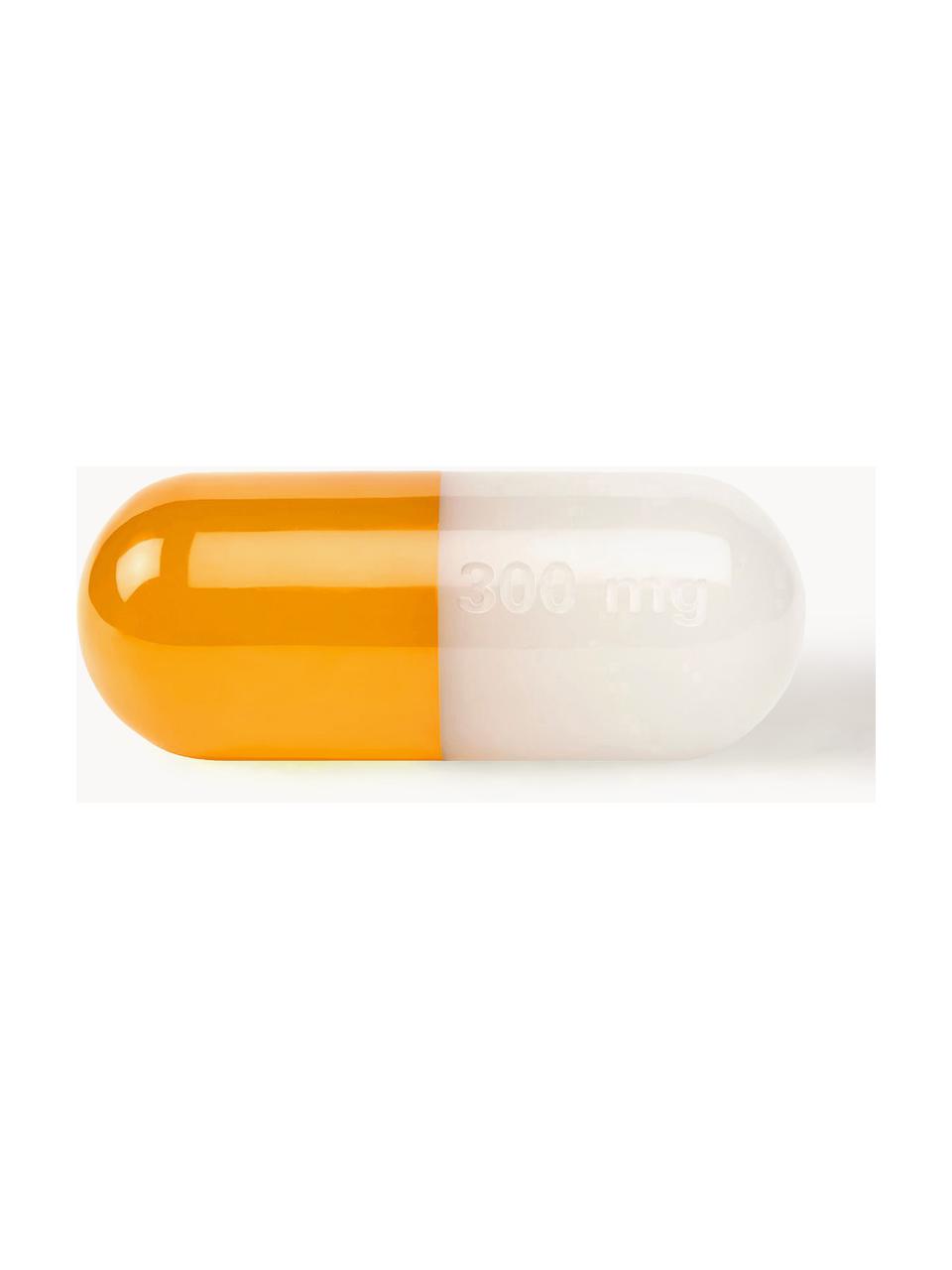 Decoratief object Pill, Polyacryl, gepolijst, Wit, oranje, B 24 x H 9 cm