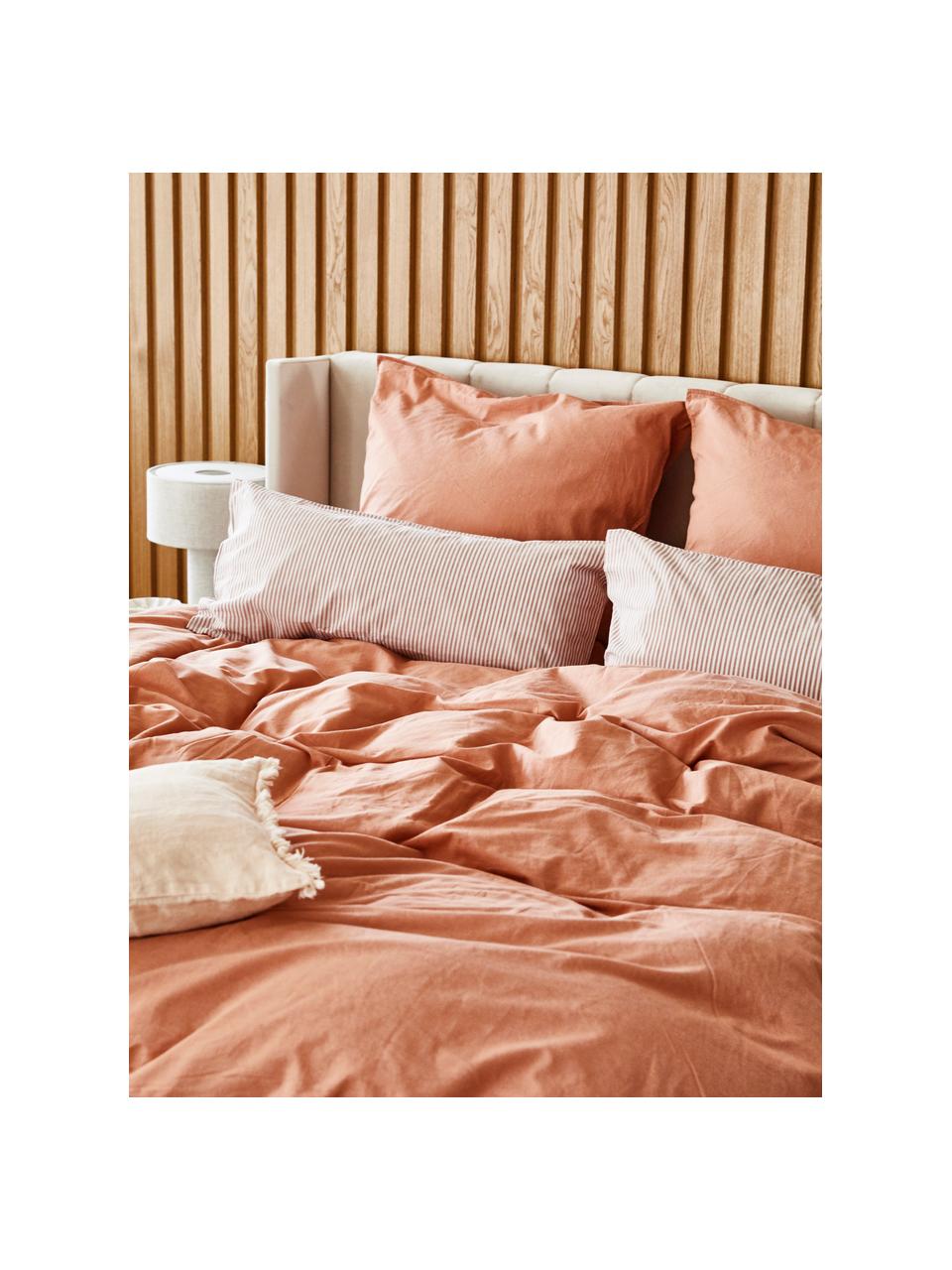 Bavlnená posteľná bielizeň s vypraným efektom Arlene, Marhuľová, 135 x 200 cm + 1 vankúš 80 x 80 cm