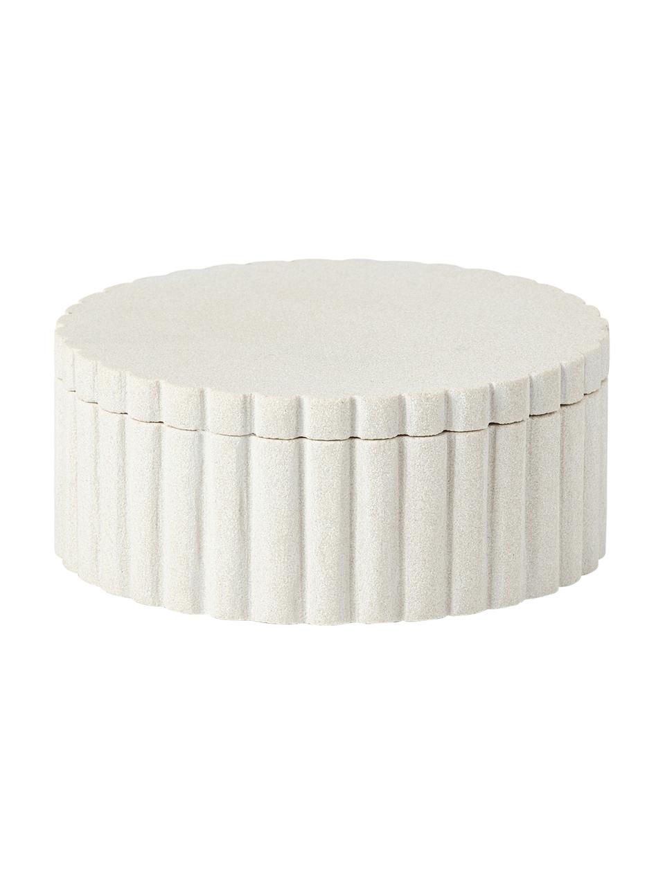 Dóza s víčkem Rita, Pískovec, Bílá, s pískovou úpravou, Ø 12 cm, V 5 cm