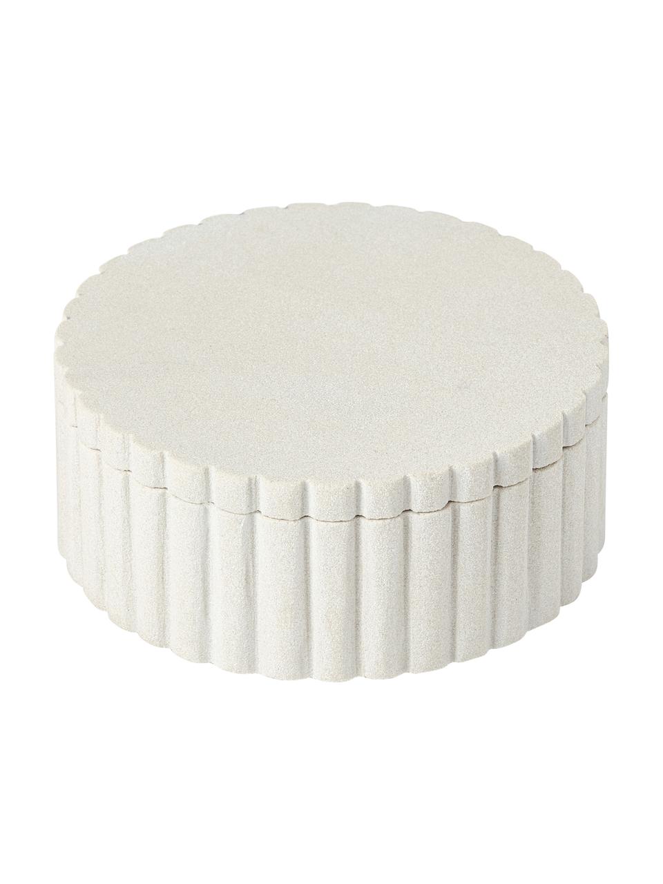 Bote con tapadera Rita, Arenisca, Blanco con acabdo arena, Ø 12 x Al 5 cm