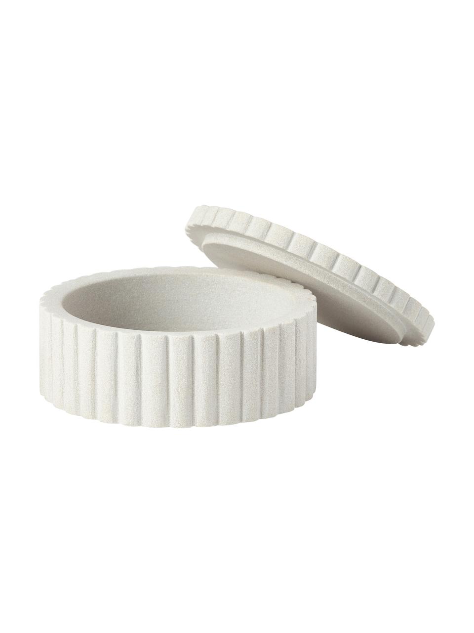 Dóza s víčkem Rita, Pískovec, Bílá, s pískovou úpravou, Ø 12 cm, V 5 cm