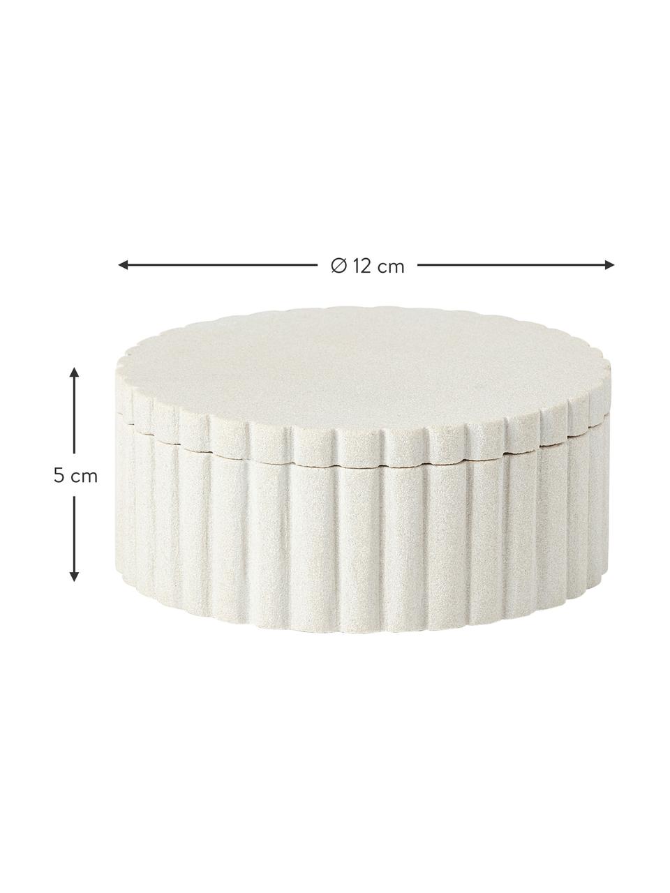 Boîte de rangement avec couvercle Rita, Grès, Blanc avec finition sablée, Ø 12 x haut. 5 cm
