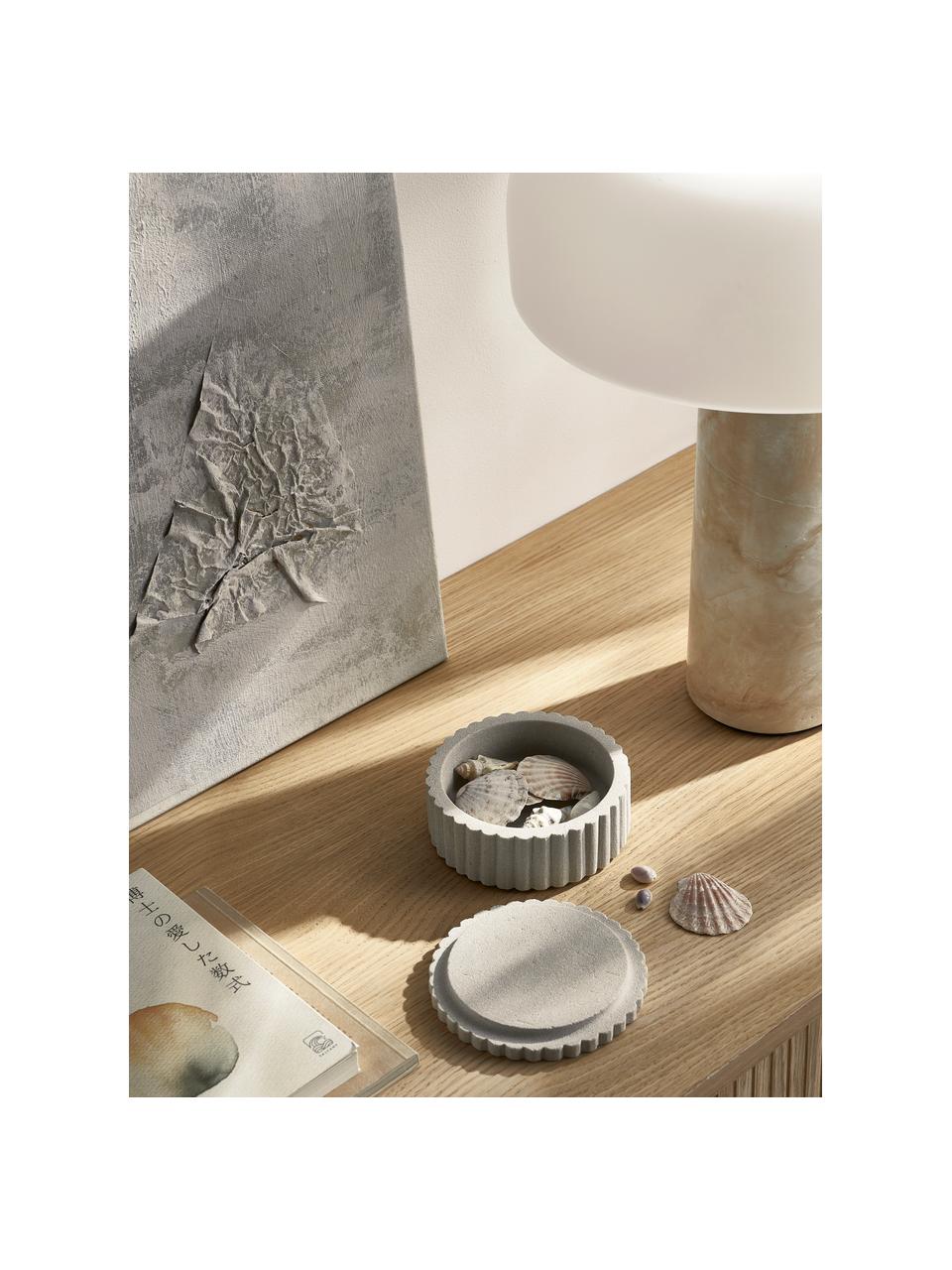 Contenitore con coperchio Rita, Pietra arenaria, Bianco latte, Ø 12 x Alt. 5 cm