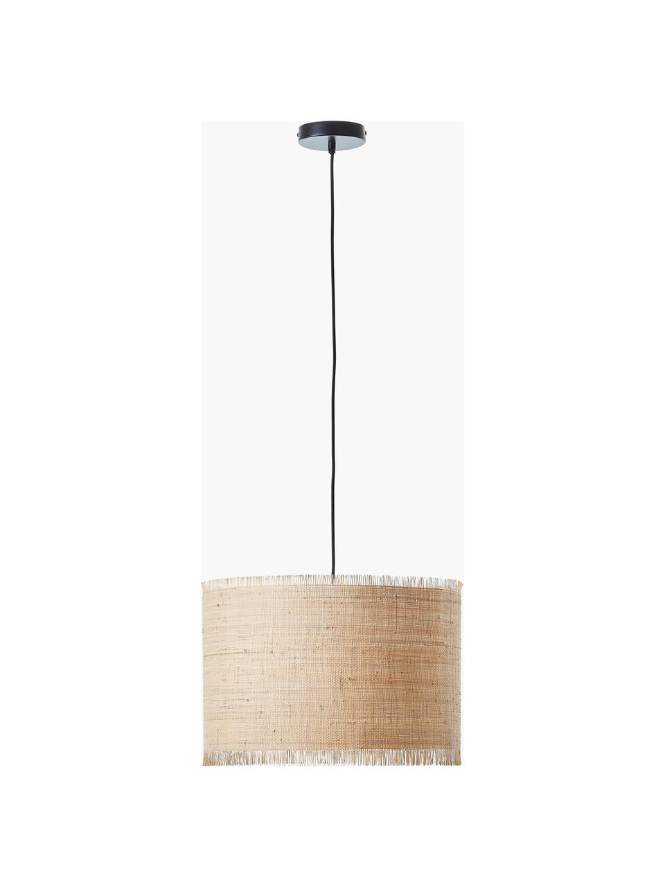 Lampada a sospensione in fibra naturale Raffy, Paralume: alghe, Baldacchino: metallo rivestito, Beige chiaro, Ø 45 cm