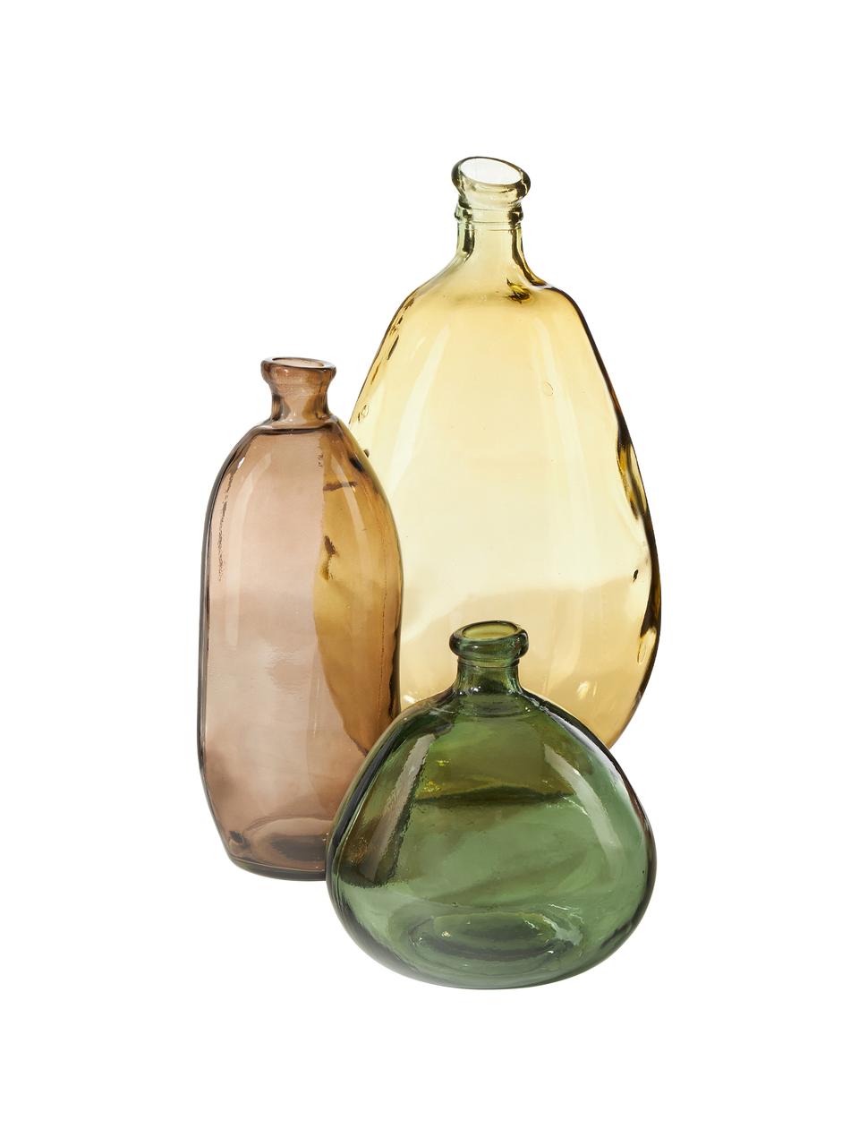 Flaschenvase Dina aus recyceltem Glas, Recyceltes Glas, GRS-zertifiziert, Gelb, Ø 26 x H 47 cm