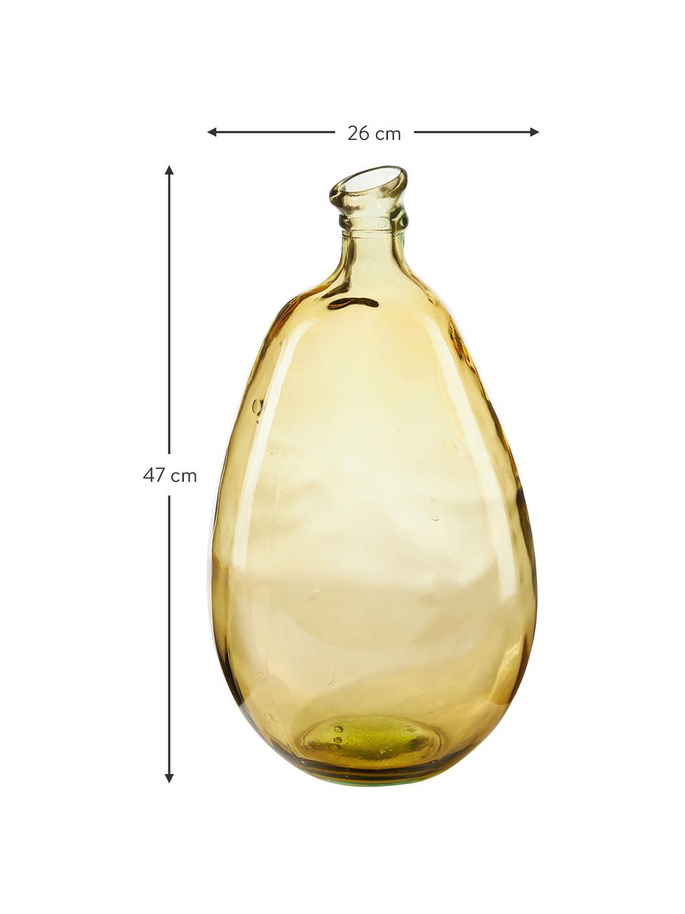 Jarrón botella de vidrio reciclado Dina, Vidrio reciclado con certificado GRS, Amarillo, Ø 26 x Al 47