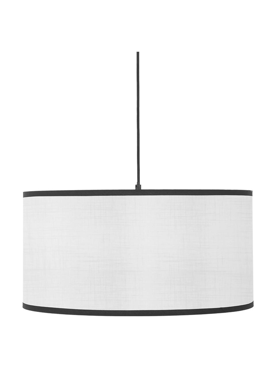 Závesná lampa s ľanovým tienidlom Claudette, Krémová, čierna, Ø 50 x V 25 cm