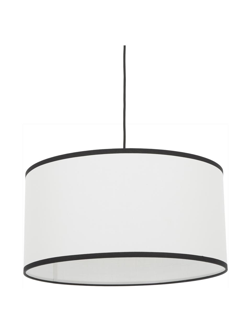 Závesná lampa s ľanovým tienidlom Claudette, Krémová, čierna, Ø 50 x V 25 cm