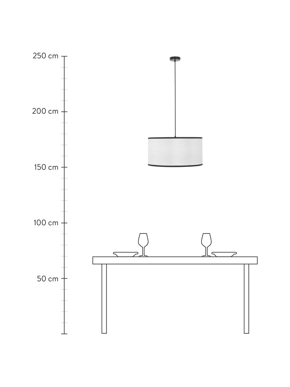 Hanglamp Claudette met linnen lampenkap, Lampenkap: linnen,gestructureerd, Baldakijn: gepoedercoat metaal, Crèmekleurig, zwart, Ø 50 x H 25 cm