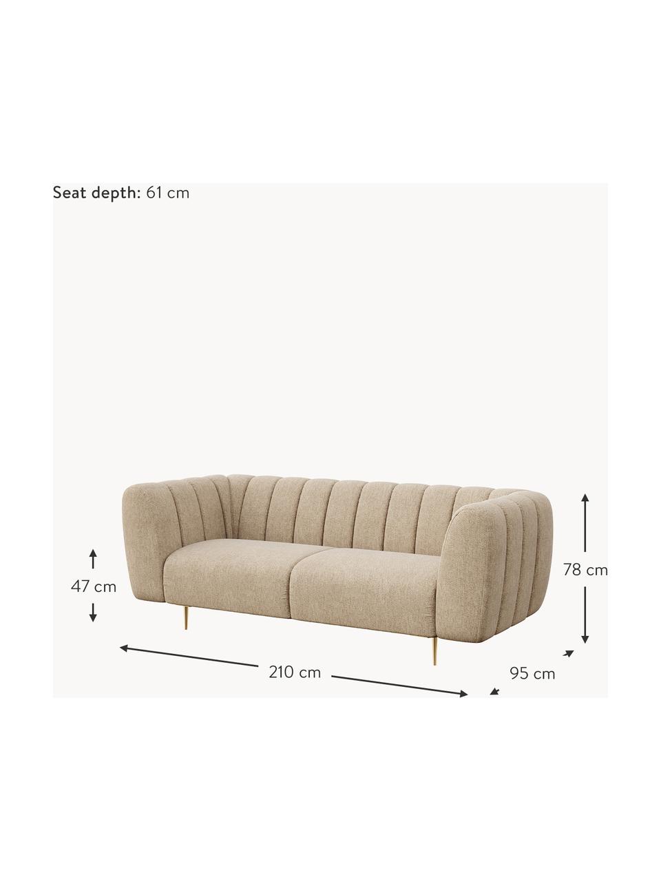 Sofá Shel (3 plazas), Tapizado: 100% poliéster Alta resis, Asiento: muelles ondulados, espuma, Estructura: madera dura, madera bland, Patas: metal recubierto, Tejido beige, An 210 x F 95 cm