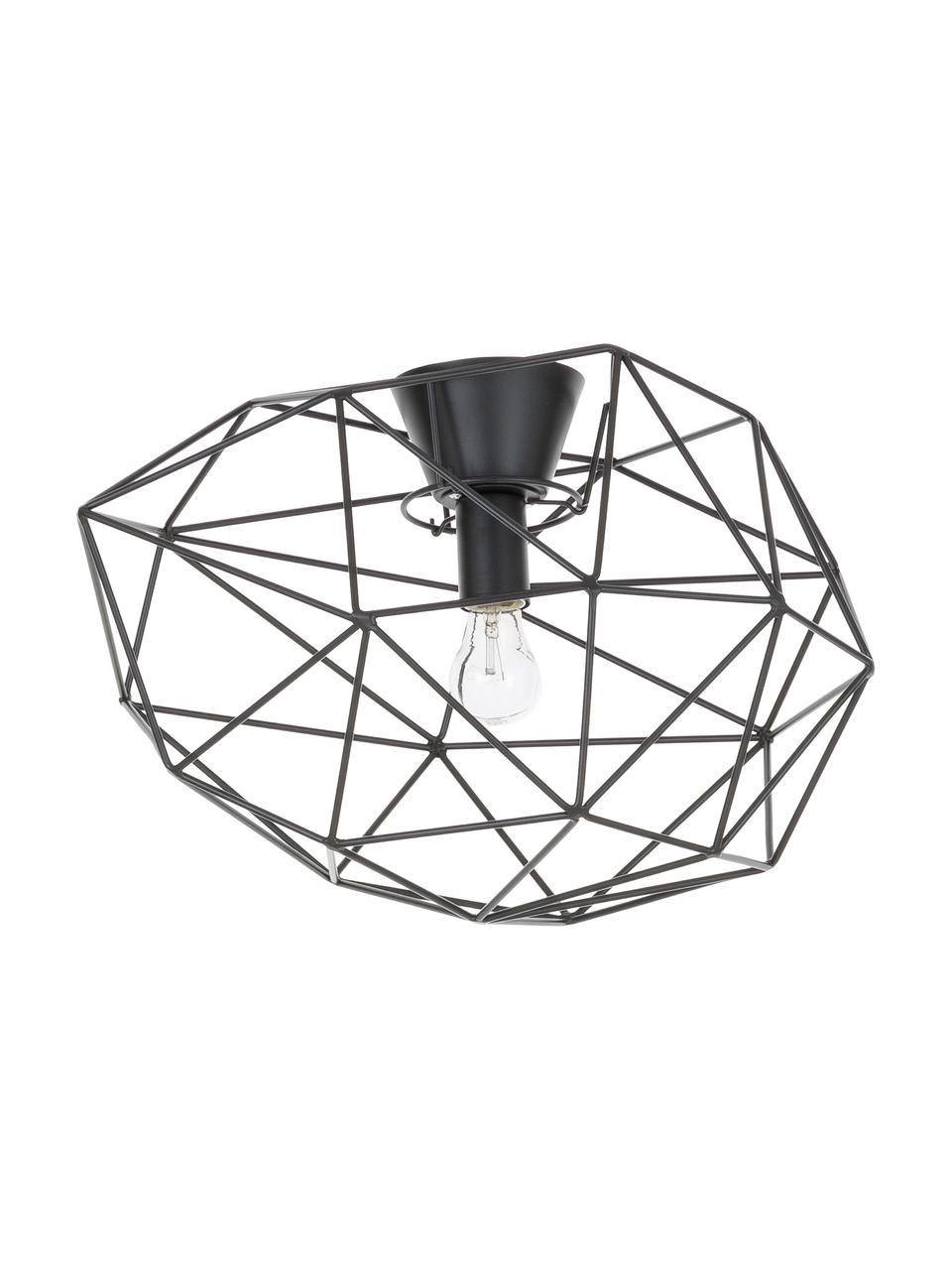 Plafondlamp Diamond, Gelakt messing, Zwart, Ø 50 x H 32 cm