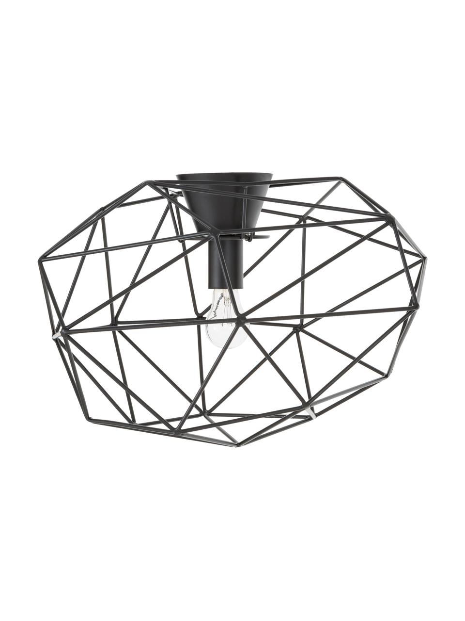 Plafondlamp Diamond, Gelakt messing, Zwart, Ø 50 x H 32 cm