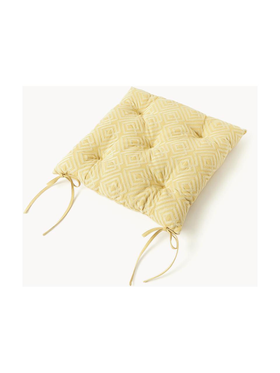 Poduszka na krzesło z bawełny Sevil, Tapicerka: 100% bawełna, Ochrowy, jasny żółty, S 40 x D 40 cm
