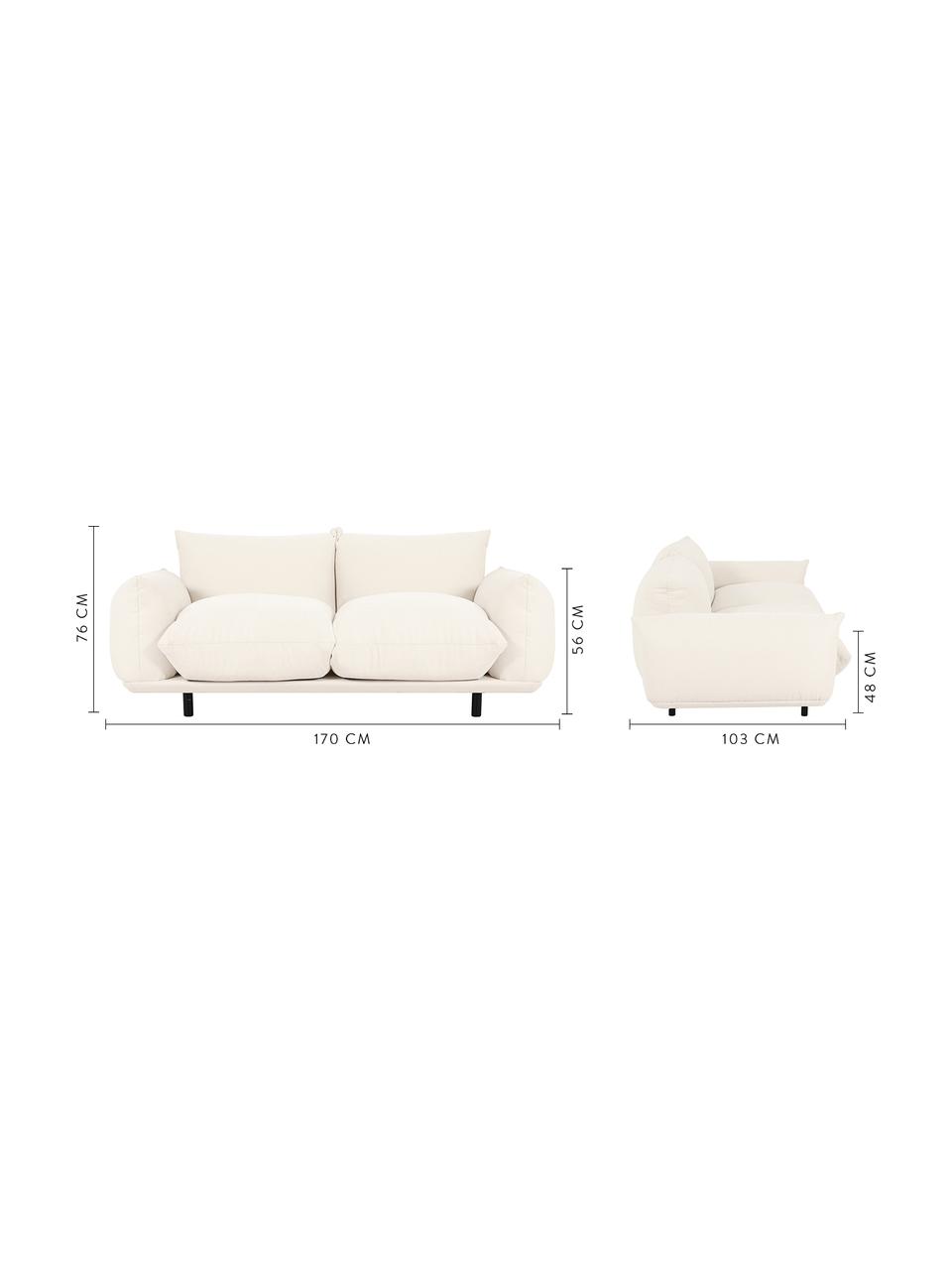 Sofa Saga (2-Sitzer), Bezug: 100% Polyester 35.000 Sch, Gestell: Massives Birkenholz, Füße: Metall, pulverbeschichtet, Webstoff Beige, B 170 x T 103 cm