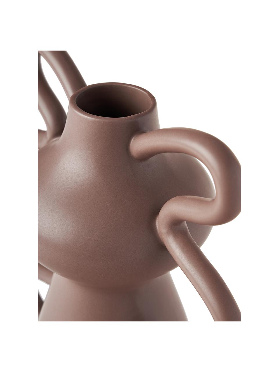 Vaso di design in forma organica Luvi, Gres, Marrone, Ø 6 x Alt. 32 cm