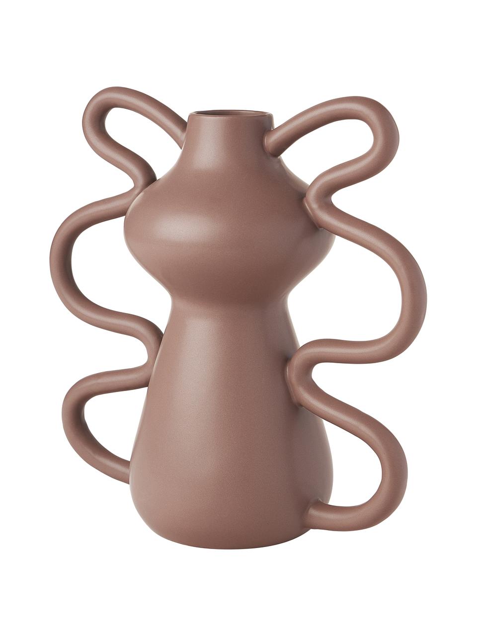 Jarrón en forma orgánica de diseño Luvi, Gres, Marrón, Ø 6 x Al 32 cm