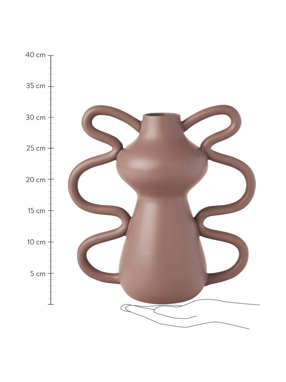 Vase design de forme organique Luvi, Grès cérame, Brun, Ø 6 x haut. 32 cm